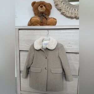 Bonpoint Tan Coat with Cream Collar